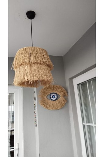Belezahome Gold Taç Tekli Mavi Sarkıt Modern Kumaş Bebek-Çocuk Odası Avize