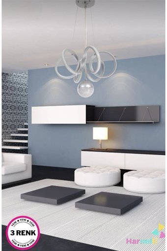 Lumenistanbul 2'li Beyaz Plastik Modern Plastik Salon-Oturma Odası Avize