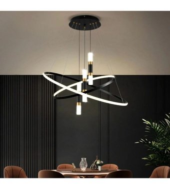 Venon Beril 3'lü Beyaz Kristal Taşlı Modern Kumaş Salon-Oturma Odası Avize