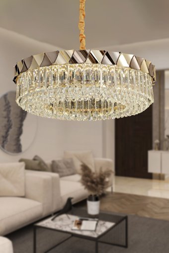 Apliqa Belina Tekli Pembe Sarkıt Modern Metal Salon-Oturma Odası Avize