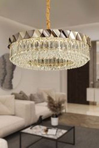 Apliqa Belina Tekli Pembe Sarkıt Modern Metal Salon-Oturma Odası Avize