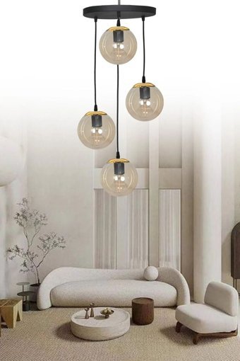 Şenay Aydınlatma Tekli Turkuaz Kumaş Modern Kumaş Salon-Oturma Odası Avize