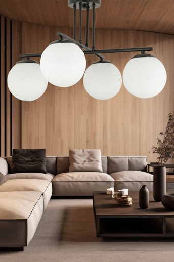 Apliqa Lora 3'lü Bej Kristal Taşlı Modern Metal Salon-Oturma Odası Avize