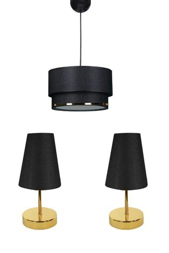 Etsylight 2'li Siyah Modern Cam Salon-Oturma Odası Avize