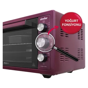 Simfer 4504 45 lt Izgaralı Klasik Fanlı Midi Fırın Mürdüm