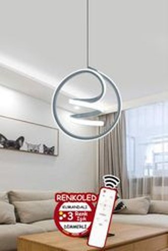 Pera 3'lü Gri Metal Modern Alüminyum Salon-Oturma Odası Avize
