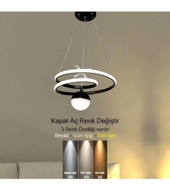Luz Amarilla 3'lü Gri Ledli Modern Alüminyum Salon-Oturma Odası Avize