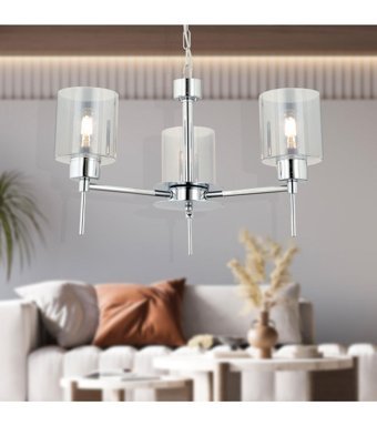 Apliqa Britney 3'lü Beyaz Kristal Taşlı Modern Metal Salon-Oturma Odası Avize