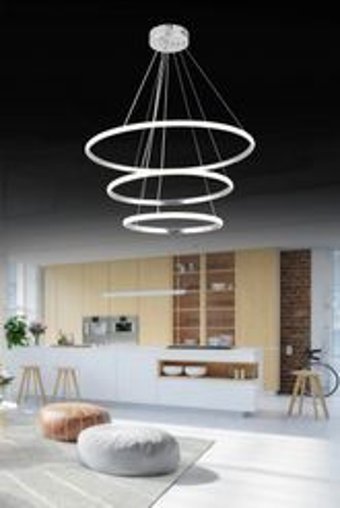 Nisaluce Tekli Beyaz Cam Modern Krom Salon Avize