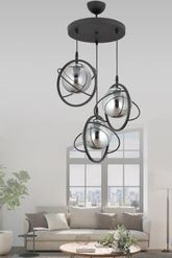 Eroğlu Tekli Gri Pasta Modern Kumaş Salon-Oturma Odası Avize