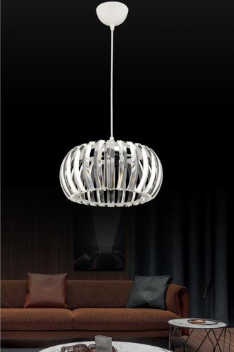 Hmydesign Couper Tekli Gümüş Sarkıt Modern Kumaş Oturma Odası Avize
