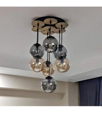 Majeste Tasarım Tekli Bej Sarkıt Modern Hasır Salon-Oturma Odası Avize