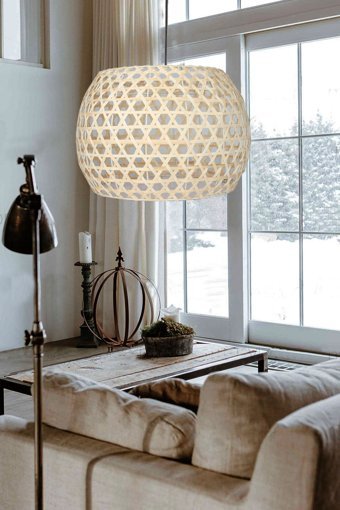 Luna Lighting 4458-74 Tekli Bej Ahşap Rustik Bambu Salon-Oturma Odası Avize