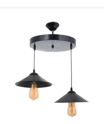 Retro Style Tekli Siyah Sarkıt Modern Ahşap Avize