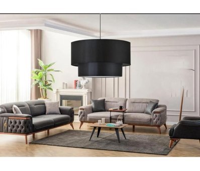 Ultra Home 4461-21-01 Tekli Beyaz Hasır Rustik Bambu Salon-Oturma Odası Avize