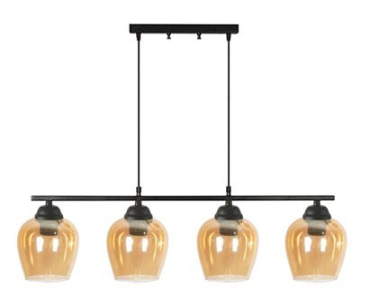 Fer Avize Deco Tekli Siyah Sarkıt Modern Cam Salon-Oturma Odası Avize
