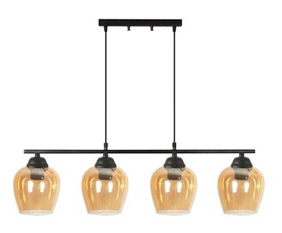 Fer Avize Deco Tekli Siyah Sarkıt Modern Cam Salon-Oturma Odası Avize