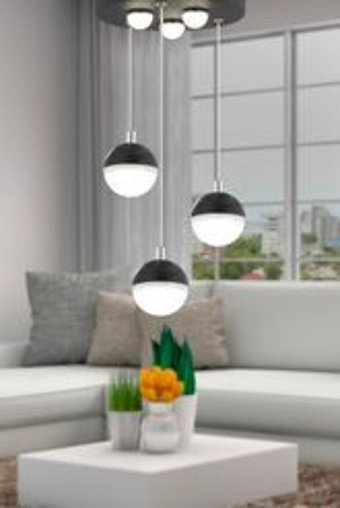 Apliqa Eden 8'li Siyah Ledli Modern Metal Salon-Oturma Odası Avize