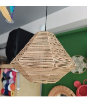 Sahatek Tekli Çok Renkli Rattan Rustik Bambu Yatak Odası Avize