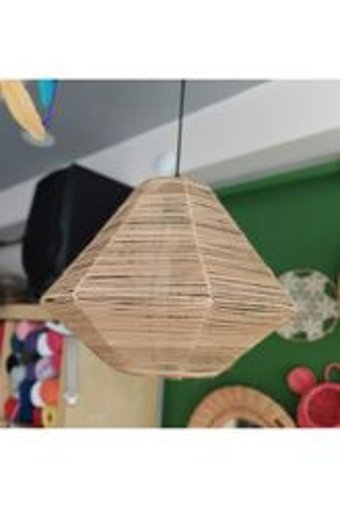 Sahatek Tekli Çok Renkli Rattan Rustik Bambu Yatak Odası Avize