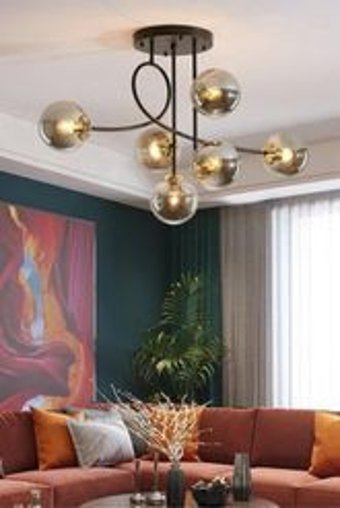 Fer Avize 6'lı Gri Sarkıt Modern Metal Salon-Oturma Odası Avize