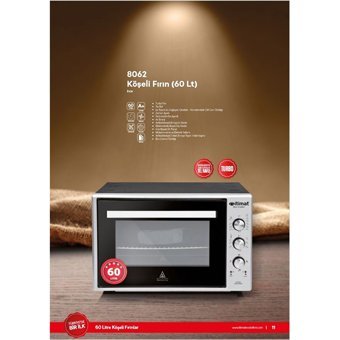 İtimat 8062 60 lt Izgaralı Klasik Fanlı Mini Fırın Inox