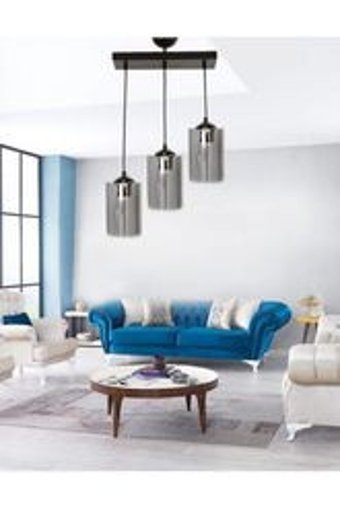 Vk Home Aydınlatma Tekli Siyah Sarkıt Modern Cam Salon-Oturma Odası Avize