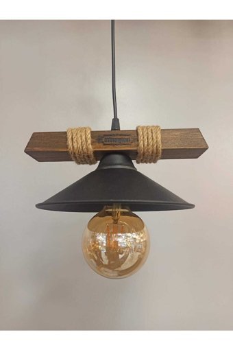 Avize Çarşısı Bs.E.4459-15M Tekli Siyah Modern Hasır Salon-Oturma Odası Avize