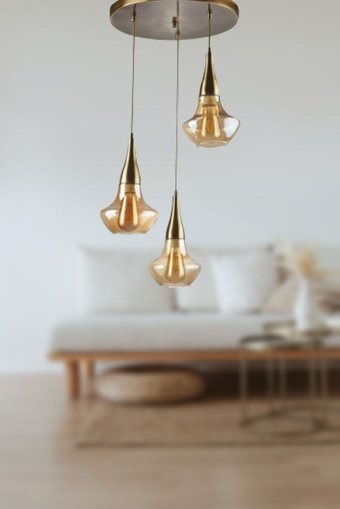 Favori Aydınlatma 6'lı Kahverengi Metal Modern Metal Salon-Oturma Odası Avize
