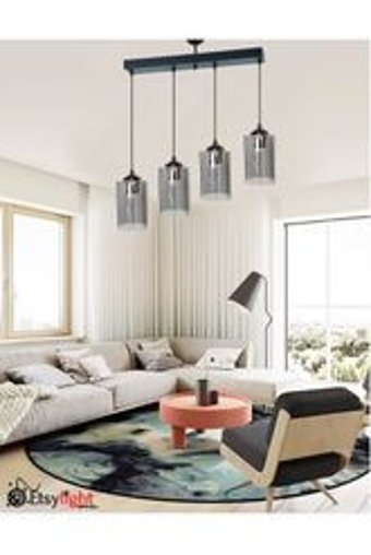 Vk Home Aydınlatma Tekli Siyah Sarkıt Modern Krom Salon-Oturma Odası Avize