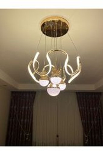 Pera Helazon Tekli Gri Ledli Modern Alüminyum Salon-Oturma Odası Avize