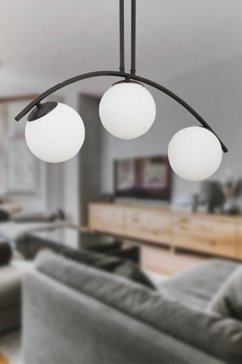 Apliqa 3'lü Kahverengi Küre Modern Cam Salon-Oturma Odası Avize