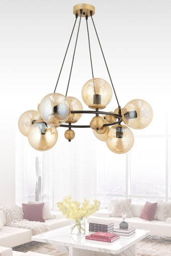 Eslight E981 Tekli Kahverengi Sarkıt Modern Plastik Salon-Oturma Odası Avize