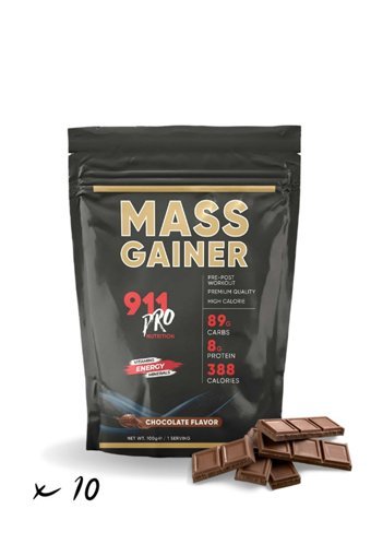 911 Pro Nutrition Çikolata Aromalı 10 Servis Kas Yapıcı Gainer 10x100 gr Toz