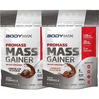 Body Maxx Çikolata - Kurabiye Aromalı 16 Servis Kilo Aldırıcı Gainer 2x1500 gr Toz