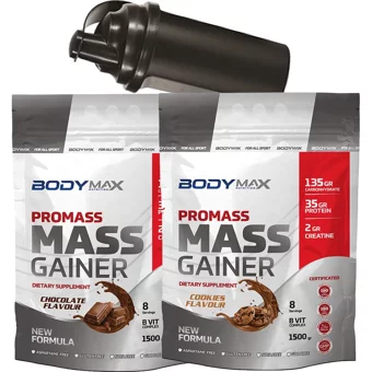 Body Maxx Çikolata - Kurabiye Aromalı 16 Servis Kilo Aldırıcı Gainer 2x1500 gr Toz
