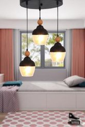 Simaavize 8'li Kahverengi Modern Ahşap Salon Avize