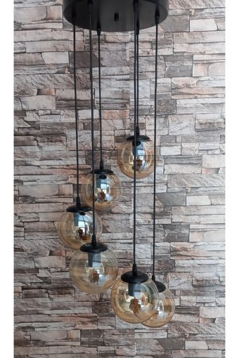 Woodhub Tekli Siyah Desenli Modern Plastik Salon-Oturma Odası Avize