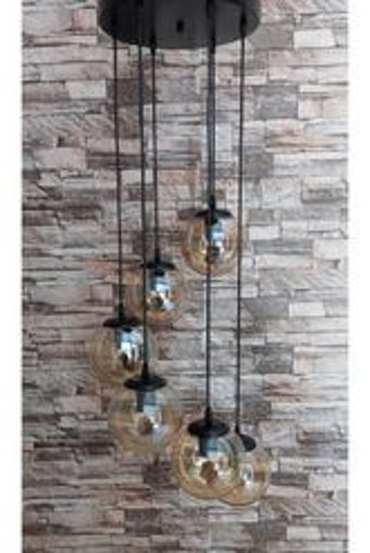 Woodhub Tekli Siyah Desenli Modern Plastik Salon-Oturma Odası Avize