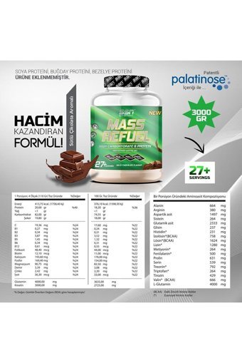 Ssn Sports Style Nutrition Çikolata Aromalı 27 Servis Kilo Aldırıcı Karbonhidrat 3000 gr Toz