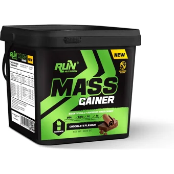Run Nutrition Çikolata Aromalı 50 Servis Kilo Aldırıcı Gainer 5000 gr Toz + Shaker + Tek Kullanımlık Whey Protein 2 Adet