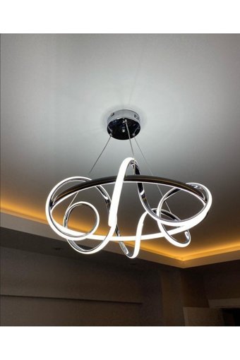 Luence Zamir 3'lü Gri Ledli Modern Alüminyum Salon-Oturma Odası Avize