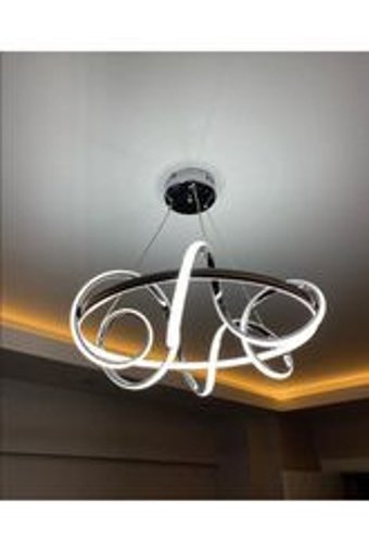 Luence Zamir 3'lü Gri Ledli Modern Alüminyum Salon-Oturma Odası Avize
