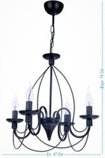 Veda Avize Tekli Siyah Metal Modern Metal Salon-Oturma Odası Avize