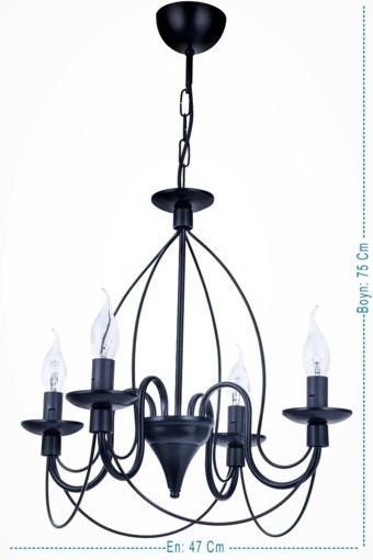 Veda Avize Tekli Siyah Metal Modern Metal Salon-Oturma Odası Avize