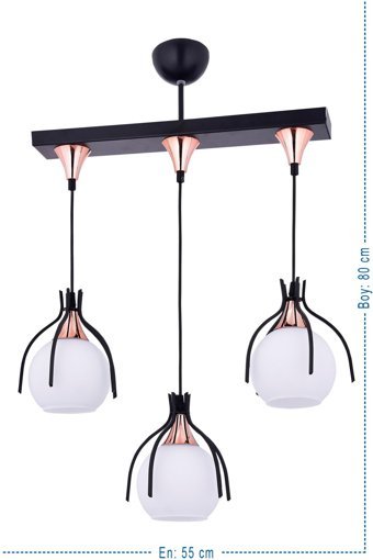 Özgül Aydınlatma Alya 6'lı Siyah Kumandalı plafonyer Modern Metal Salon-Oturma Odası Avize