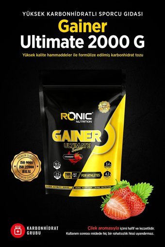 Ronic Nutrition Çilek Aromalı 13 Servis Kilo Aldırıcı Gainer 2000 gr Toz