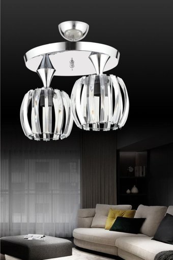 Hmydesign Mdrn-45 Tekli Gri Kumaş Modern Kumaş Salon-Oturma Odası Avize