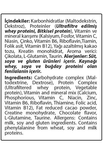 Hardline Nutrition Progainer Çikolata Aromalı 15 Servis Kas Yapıcı Gainer 3000 gr Toz