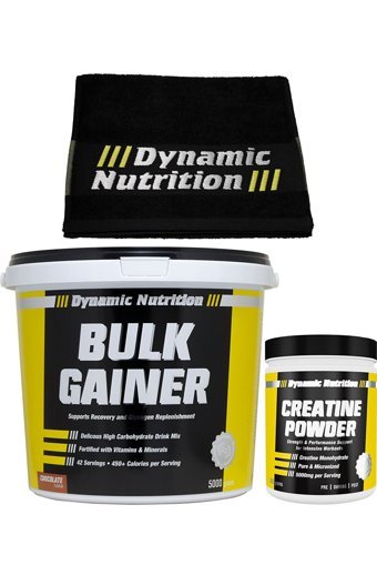 Dynamic Nutrition Çikolata Aromalı 42 Servis Kilo Aldırıcı Gainer 5000 gr Toz + Creatine Powder 300 gr + Antrenman Havlusu